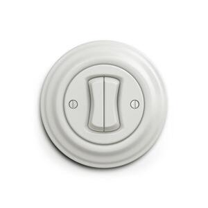 Reblig - Retro dvojité tlačítko s rámečkem keramická bílá RG0007+RG0093 obraz