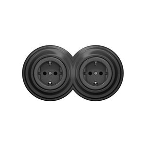 Reblig - Dvojitá retro zásuvka domovní s rámečkem SCHUKO 230V antracit 2xRG0044+2xRG0110 obraz