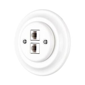 Reblig - Porcelánová retro ethernetová zásuvka s rámečkem 2x CAT.5E bílá RGCAT-W obraz