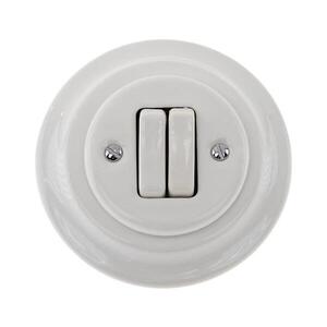 Reblig - Porcelánový retro dvojitý vypínač s rámečkem č. 6+6 bílá RG220Q-W obraz