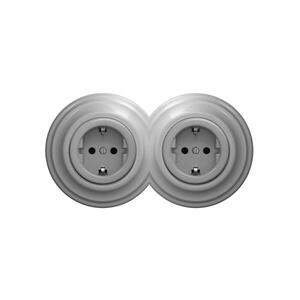 Reblig - Dvojitá retro zásuvka domovní s rámečkem SCHUKO 230V šedá 2xRG0053+2xRG0111 obraz