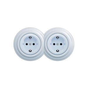 Reblig - Dvojitá retro zásuvka domovní s rámečkem SCHUKO 230V modrá 2xRG0026+2xRG0108 obraz