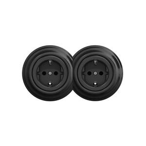 Reblig - Dvojitá retro zásuvka domovní s rámečkem SCHUKO 230V černá 2xRG0017+2xRG0107 obraz