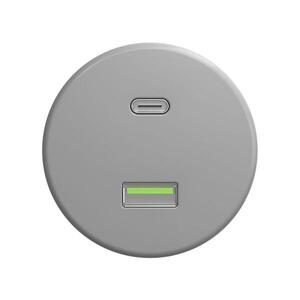Reblig - Retro USB zásuvka A+C bez rámečku šedá S/USB obraz