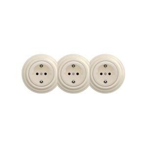 Reblig - Trojitá retro zásuvka domovní s rámečkem SCHUKO 230V béžová RG0136+2xRG0135+3xRG0144 obraz