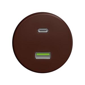 Reblig - Retro USB zásuvka A+C bez rámečku hnědá H/USB obraz