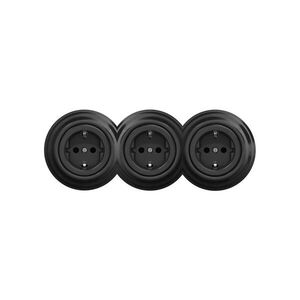 Reblig - Trojitá retro zásuvka domovní s rámečkem SCHUKO 230V černá RG0018+2xRG0017+3xRG0107 obraz