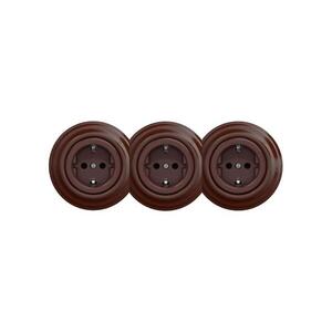 Reblig - Trojitá retro zásuvka domovní s rámečkem SCHUKO 230V hnědá RG0036+2xRG0035+3xRG0109 obraz