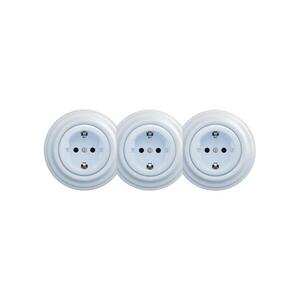 Reblig - Trojitá retro zásuvka domovní s rámečkem SCHUKO 230V modrá RG0027+2xRG0026+3xRG0108 obraz
