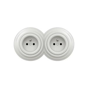 Reblig - Dvojitá retro zásuvka domovní s rámečkem 230V keramická bílá 2xRG0008+2xRG0006 obraz