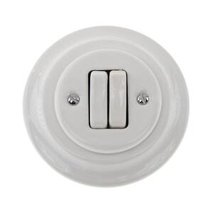 Reblig - Porcelánový retro dvojitý vypínač s rámečkem č. 5 bílá RG210Q-W obraz