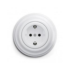 Reblig - Retro zásuvka domovní s rámečkem SCHUKO 230V/16A sněhově bílá RG0151+RG0160 obraz