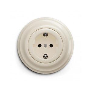 Reblig - Retro zásuvka domovní s rámečkem SCHUKO 230V/16A béžová RG0134+RG0144 obraz