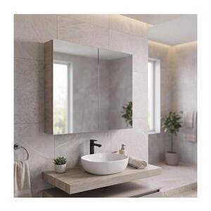 Dřevojas - Zrcadlová koupelnová skříňka NEXI 80x68 cm tmavý dub 8596204810320 obraz