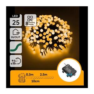 B.V. - LED Venkovní vánoční řetěz 25xLED/8 funkcí 3xAA 2, 8m IP44 teplá bílá B10303K5G obraz