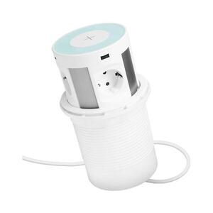 Zásuvkový sloupek pro desku stolu s bezd. nabíjením 4x230V+2xUSB-A+2xUBS-C bílá 20434WH obraz