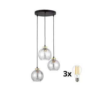 LED Lustr na lanku DEVI 3xE27/15W/230V černá/čirá 4579 obraz