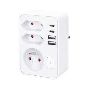 P109PD20 - Rozbočovací zásuvka 1x16A+2x 2, 5A s 2xUSB A+C nabíječkou bílá P109PD20 obraz