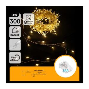 B.V. - LED Venkovní vánoční řetěz 300xLED/8 funkcí 3xAA 9, 3m IP44 teplá bílá B103033WQ obraz