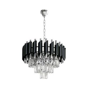 Lustr na řetězu CRISTAL 5xE14/10W/230V pr. 38 cm černá/matný chrom ML2519 obraz