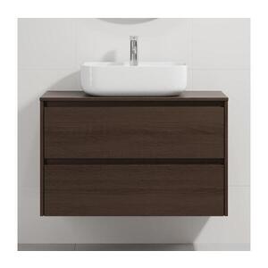 BATH DELUXE Koupelnová skříňka s umyvadlem TRONDHEIM/KRISTIANSAND 90x57x46 cm ořech/bílá BT0168+BT0153 obraz