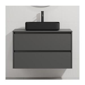 BATH DELUXE Koupelnová skříňka s umyvadlem TRONDHEIM/LJORDAL 90x57x46 cm antracit/černá BT0170+BT0152 obraz