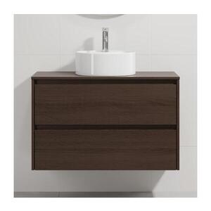 BATH DELUXE Koupelnová skříňka s umyvadlem TRONDHEIM/VIKEDAL 90x57x46 cm ořech/bílá BT0160+BT0153 obraz