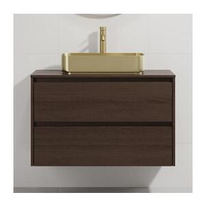 BATH DELUXE Koupelnová skříňka s umyvadlem TRONDHEIM/LJORDAL 90x57x46 cm ořech/mosaz BT0171+BT0153 obraz