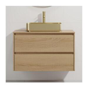 BATH DELUXE Koupelnová skříňka s umyvadlem TRONDHEIM/LJORDAL 90x57x46 cm dub/mosaz BT0171+BT0154 obraz