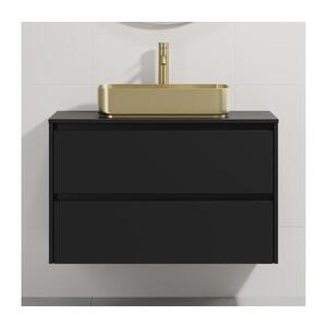 BATH DELUXE Koupelnová skříňka s umyvadlem TRONDHEIM/LJORDAL 90x57x46 cm černá/mosaz BT0171+BT0151 obraz