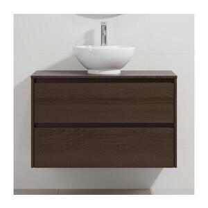 BATH DELUXE Koupelnová skříňka s umyvadlem TRONDHEIM/DRAMMEN 90x57x46 cm ořech/bílá BT0167+BT0153 obraz