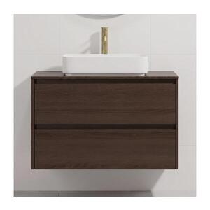 BATH DELUXE Koupelnová skříňka s umyvadlem TRONDHEIM/LJORDAL 90x57x46 cm ořech/bílá BT0169+BT0153 obraz