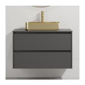 BATH DELUXE Koupelnová skříňka s umyvadlem TRONDHEIM/LJORDAL 90x57x46 cm antracit/mosaz BT0171+BT0152 obraz