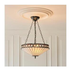 Endon 111870 - Lustr na řetězu Tiffany FARGO 3xE27/10W/230V pr. 41, 5 cm 111870 obraz