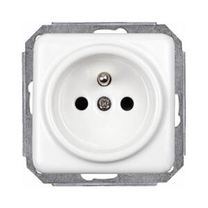 Elhard - Keramická retro zásuvka domovní bez rámečku 230V bílá KV2100W obraz