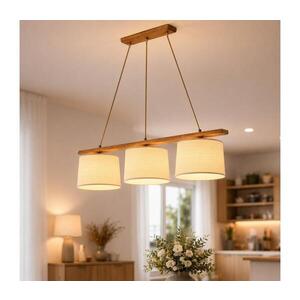Lustr na lanku AIDA 3xE27/15W/230V pr. 25 cm dub/rafie LD-3.98/DĄB RUSTIK/RAFFIA obraz