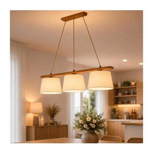 Lustr na lanku AIDA 3xE27/15W/230V pr. 25 cm dub/krémová LD-3.98/DĄB RUSTIK/KREM obraz