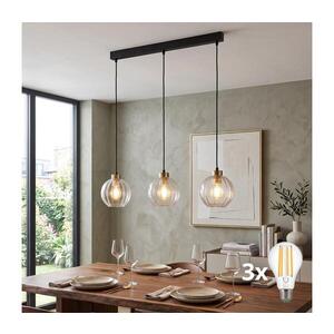 LED Lustr na lanku DEVI 3xE27/15W/230V černá/čirá 4580 obraz
