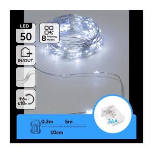 B.V. - LED řetěz 50xLED/3xAA 5, 3m studená bílá B10303K1C obraz