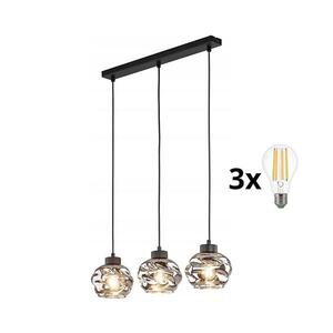 LED Lustr na lanku ZULIA 3xE27/15W/230V černá/kouřová černá 5725 obraz