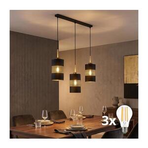 LED Lustr na lanku BOGART 3xE27/15W/230V černá/zlatá 4401 obraz