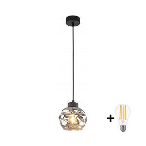 LED Lustr na lanku ZULIA 1xE27/15W/230V černá/kouřová černá 5724 obraz