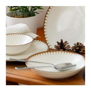 Jídelní sada 18 ks bílá/hnědá/porcelán 858CMR1334 obraz