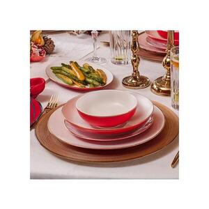 Jídelní sada 58 ks bílá/červená/porcelán 216KRC1274 obraz