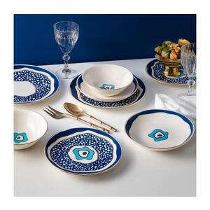 Jídelní sada 24 ks bílá/modrá/zlatá/porcelán 667PRS1140 obraz