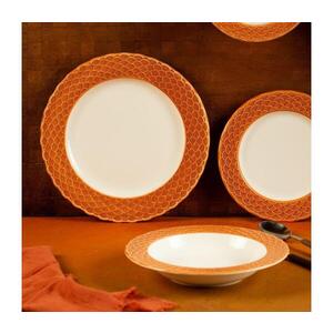 Jídelní sada 24 ks bílá/oranžová/porcelán 667PRS1156 obraz