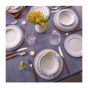 Jídelní sada 24 ks bílá/modrá/porcelán 710KTP4557 obraz