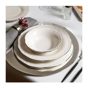 Jídelní sada 24 ks bílá/stříbrná/porcelán 667PRS1134 obraz
