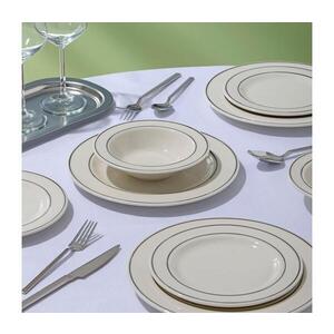 Jídelní sada 18 ks krémová/stříbrná/porcelán 667PRS1159 obraz