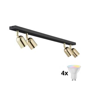 LED RGBW Stmívatelné bodové svítidlo TOP 4xGU10/6, 5W/230V 2700-6500K černá/zlatá TK5619+4xAI0589 obraz